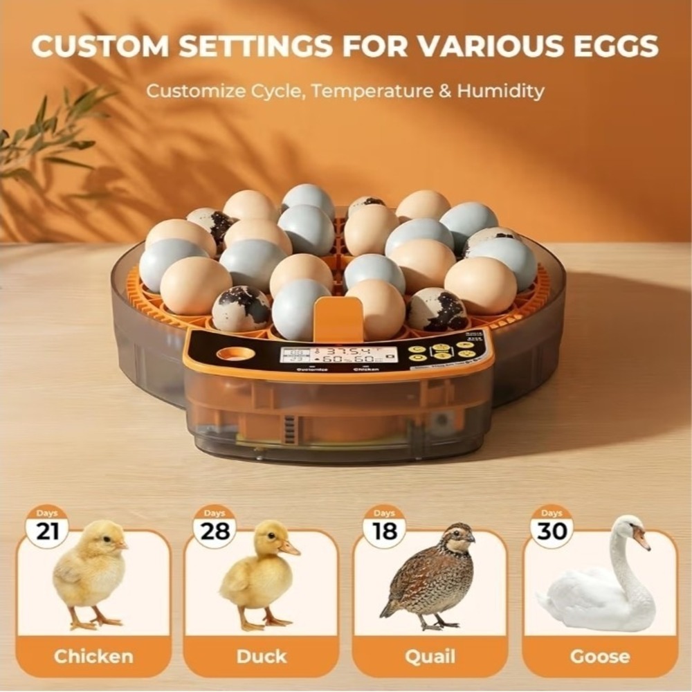 24 Egg Smart Incubator Auto Turner Temp & Humidity Control Candler Turner Alarm - Picture 7 of 7